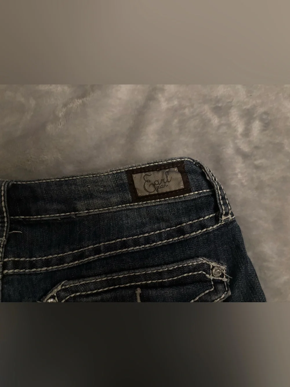 Earl Jean Women’s Dark Wash Blue Denim Shorts Mid Cuffed Studded Sz 2